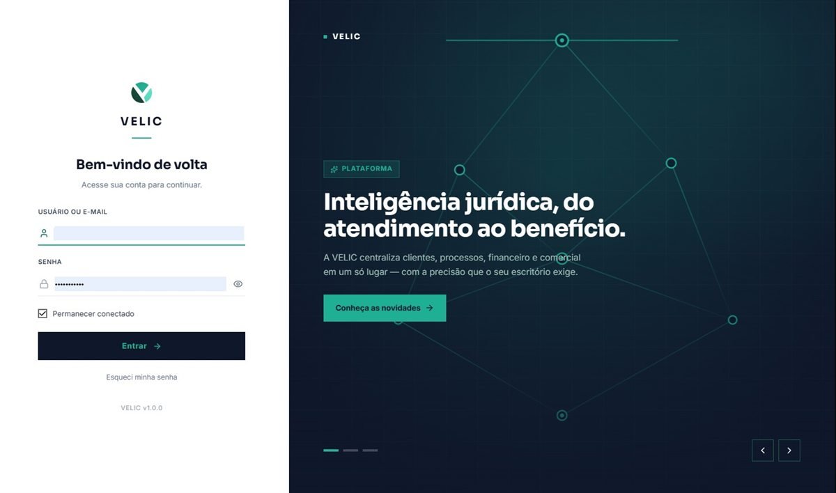 Painel de sistema de gestão desenhado pela equipa